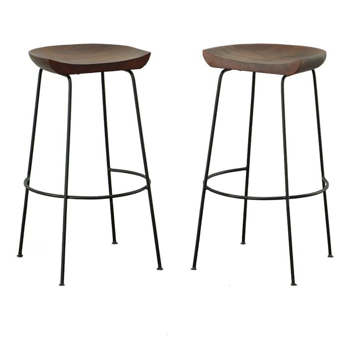 Carolina Living Diya 30.5 Barstool - Set of 2 - Chestnut Seat - Black Base