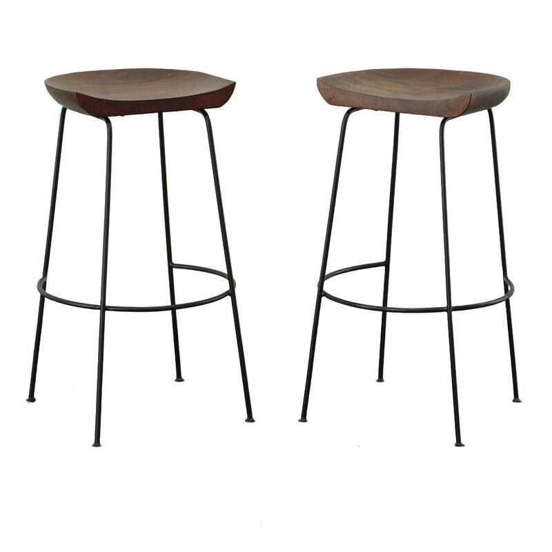 Carolina Living Diya 30.5 Barstool - Set of 2 - Chestnut Seat - Black Base