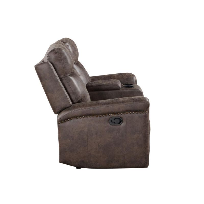 New Classic Furniture Quade Console Loveseat W/ Dual Recliners-Mocha