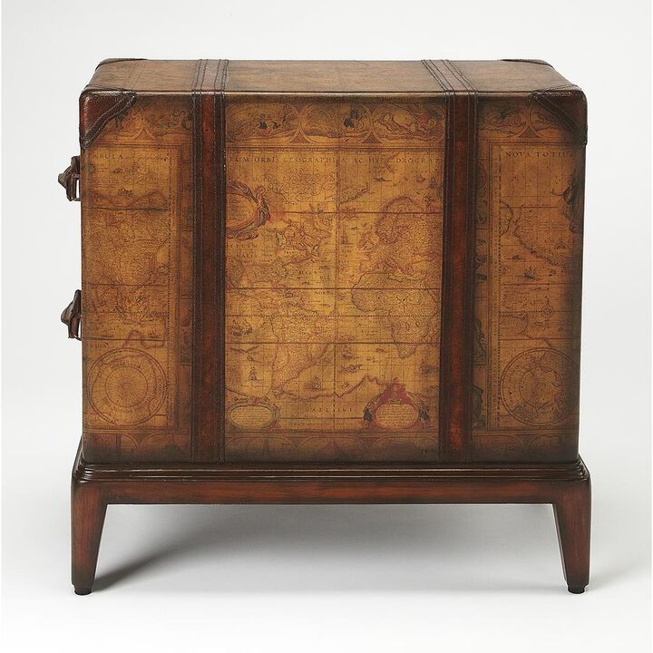 Butler Specialty Company Vasco Old World Map Side Table, Medium Brown