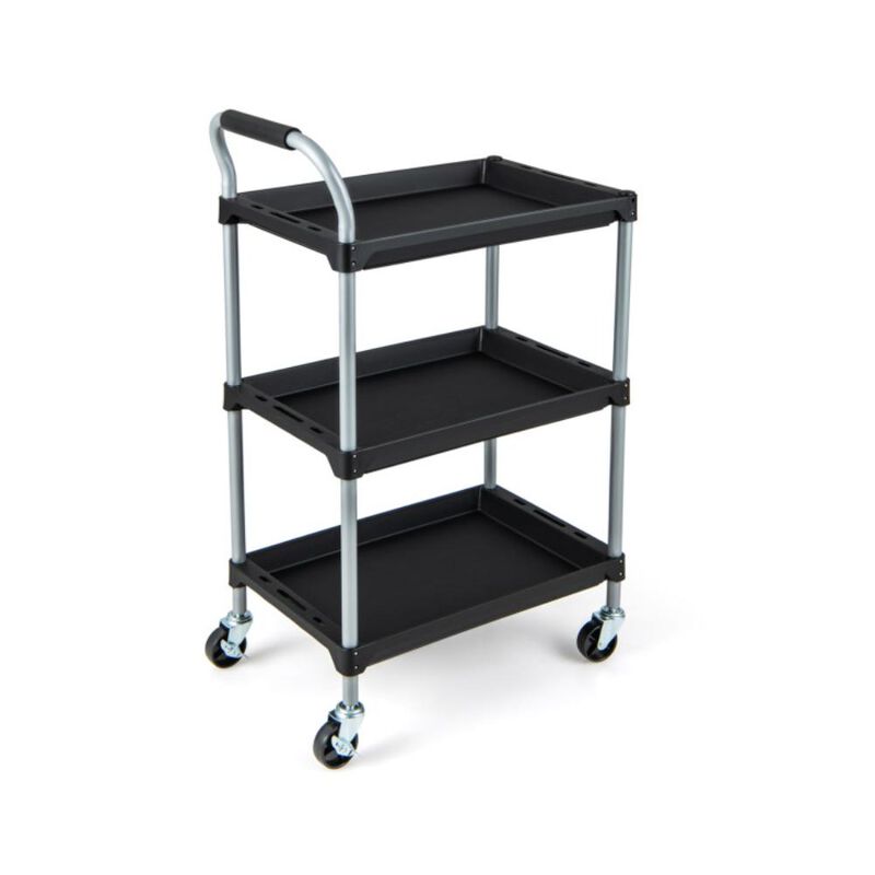 Hivvago 3 Layer Tool Cart with PP Shelves Sponged Handle and Swivel Wheel