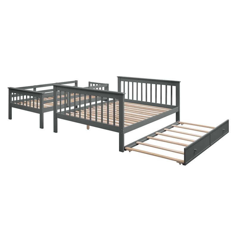 Merax Bunk Bed with Trundle and Guard Rail