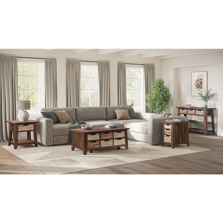 Jofran Painted Canyon Rustic Solid Acacia USB Charging End Table