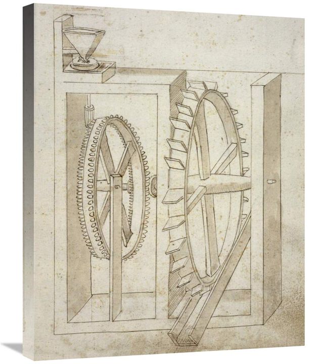 Folio 14: mill with undershot water wheel-Canvas Art-22x28