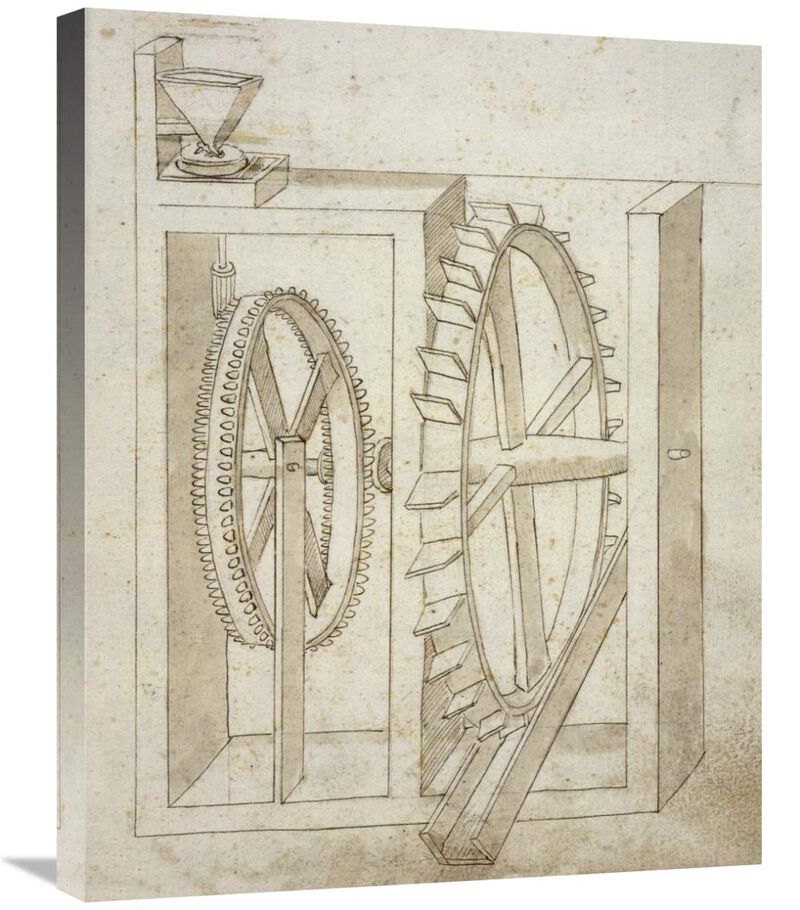 Folio 14: mill with undershot water wheel-Canvas Art-22x28