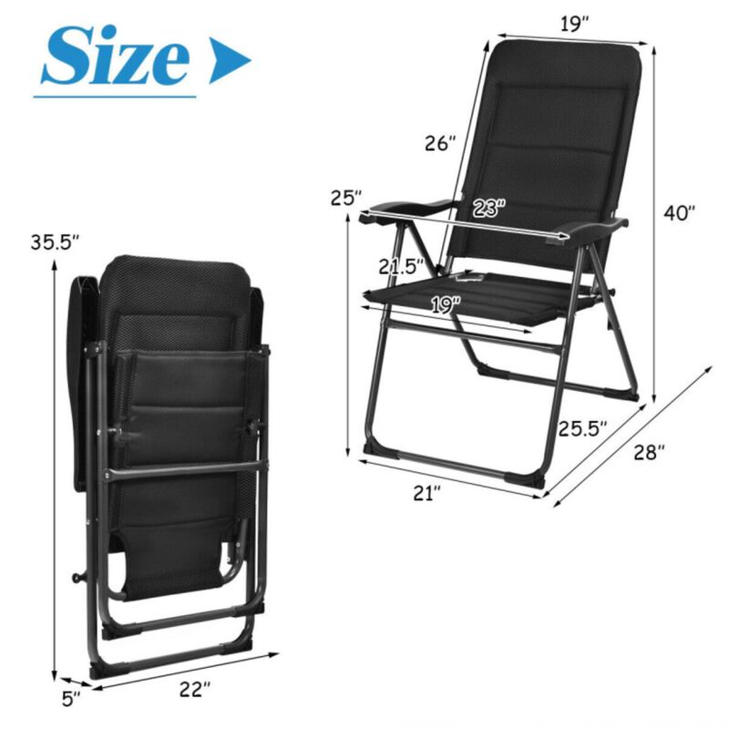 Hivvago Set of 4 Patio Folding Chairs with Adjustable Backrest-Black