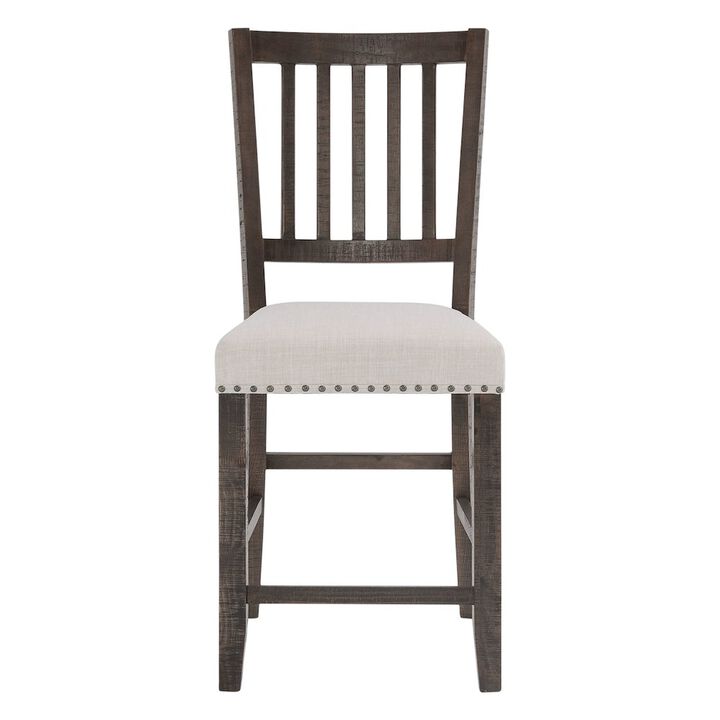 Jofran Willow Creek Distressed Slatback Upholstered Counter Stool (Set of 2)