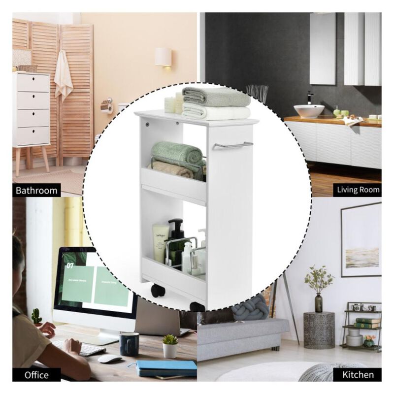 Hivvago Slim Rolling 3-Tier Bathroom  Mobile Shelving Cabinet wih Handle