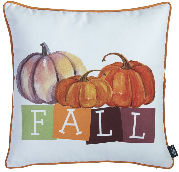 Hivvago Set Of Four 18" Orange Plaid And Pumpkin Throw Pillow Covers