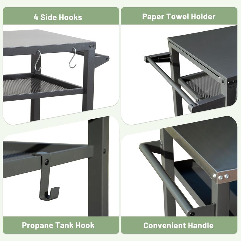 Streamdale Rust-Proof Outdoor Prep Table with Mobility