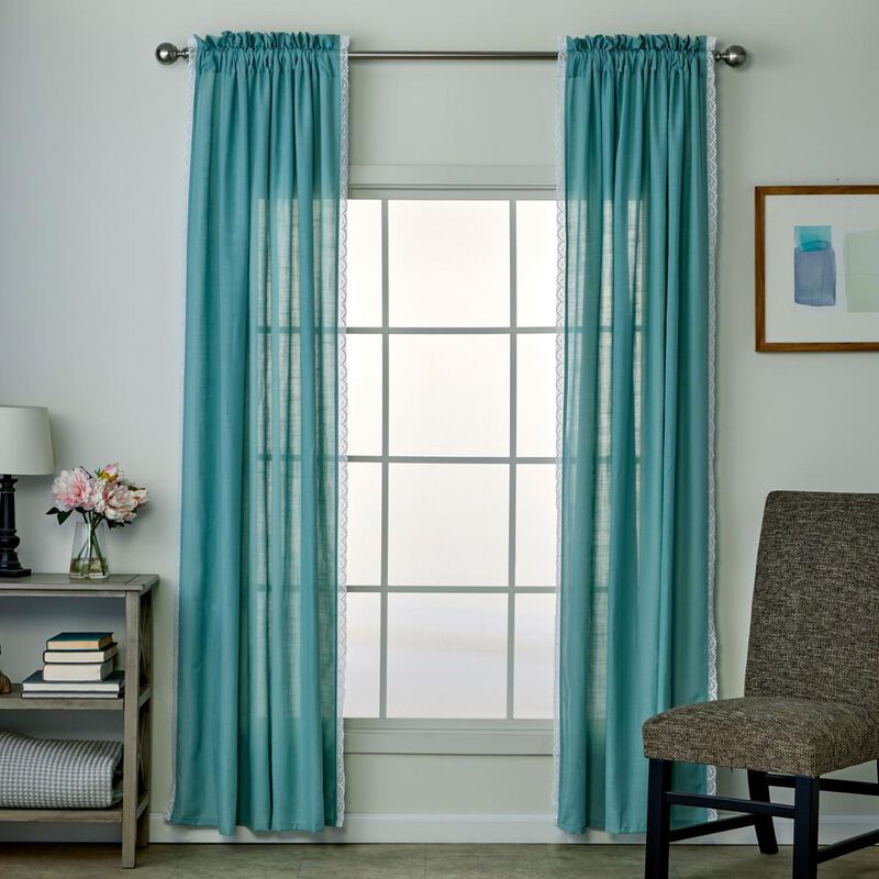 SKL Home By Saturday Knight Ltd Catherine Crochet Window Curtain Panel Pair - 2-Pack - 104X84", Teal