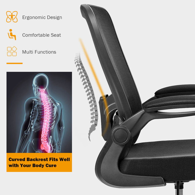 Costway Tall Office Chair Adjustable Height w/Lumbar Support Flip Up Arms