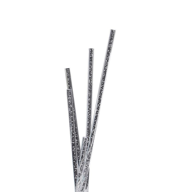 49 Inch Floor Lamp, Five Lighting Rods, Strong Metal Base, Silver, Chrome-Benzara