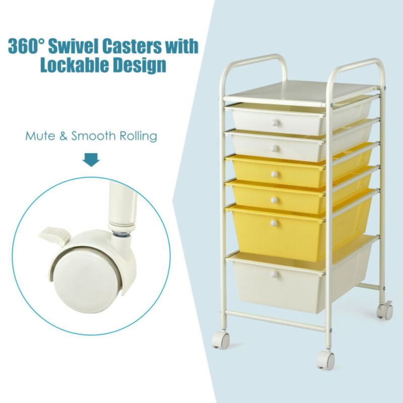 Hivvago 6 Drawers Rolling Storage Cart Organizer