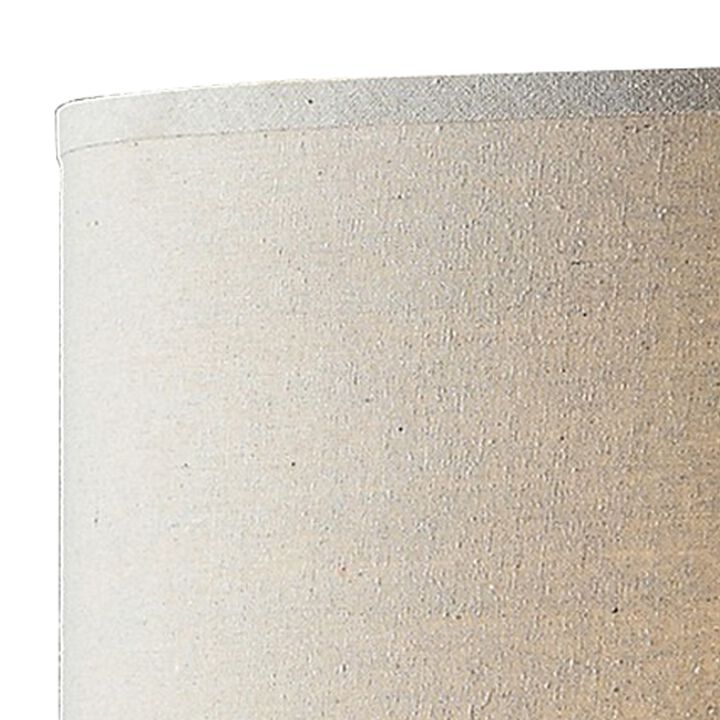 31 Inch Table Lamp, Classic Drum Fabric Shade, Modern Metal Base, Bronze-Benzara