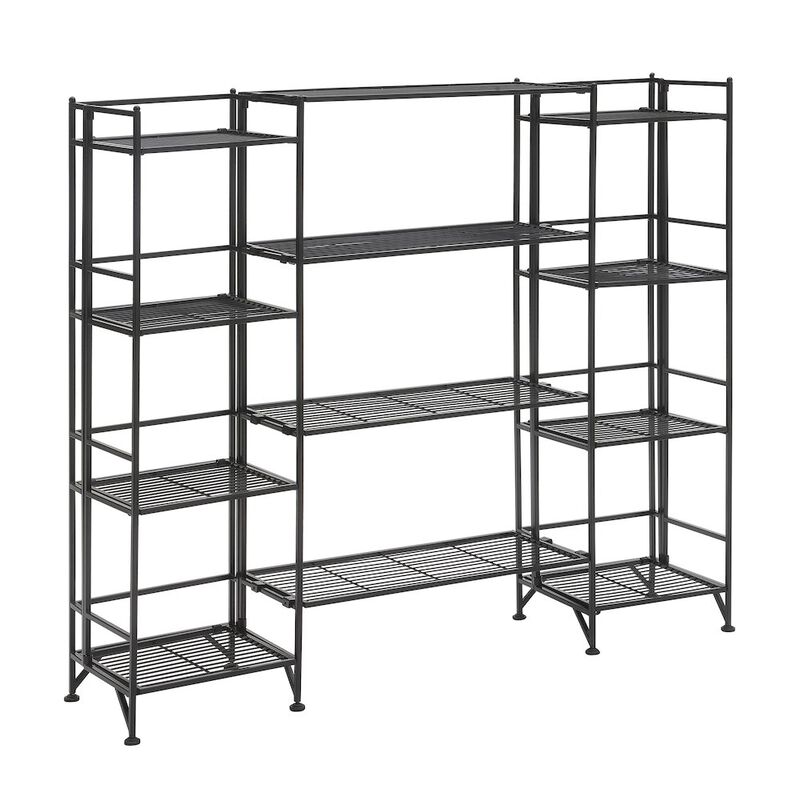 Convenience Concepts Xtra Storage 4 Tier Folding Metal Shelves with Set of 4 Extension Shelves
