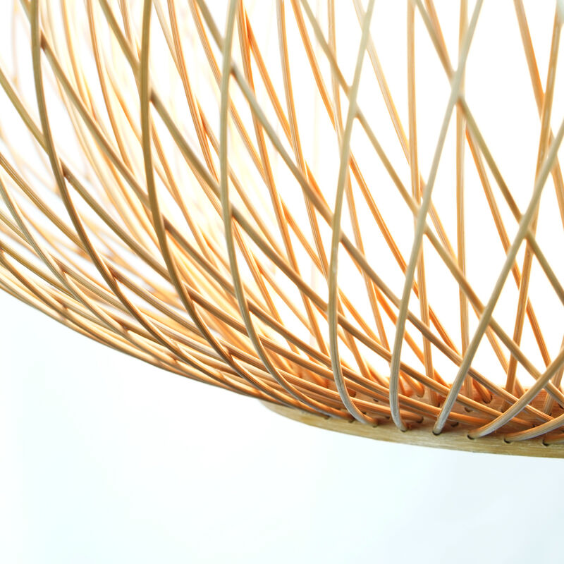 Handmade Modern Round Bamboo Wicker Rattan Lamp Hanging Light Shade, Small
