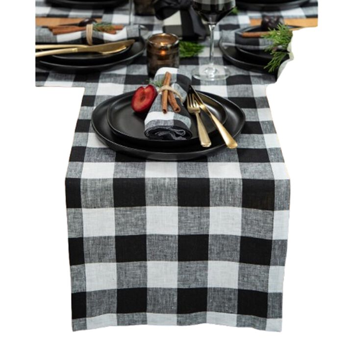 Solino Home 100% Pure Linen Table Runner | Buffalo Check