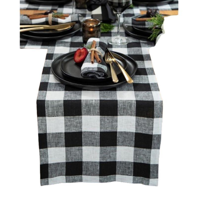Solino Home 100% Pure Linen Table Runner | Buffalo Check