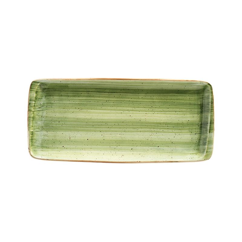 Therapy 13.5" x 6" x h:0.75" Rectangular Green Porcelain Platter