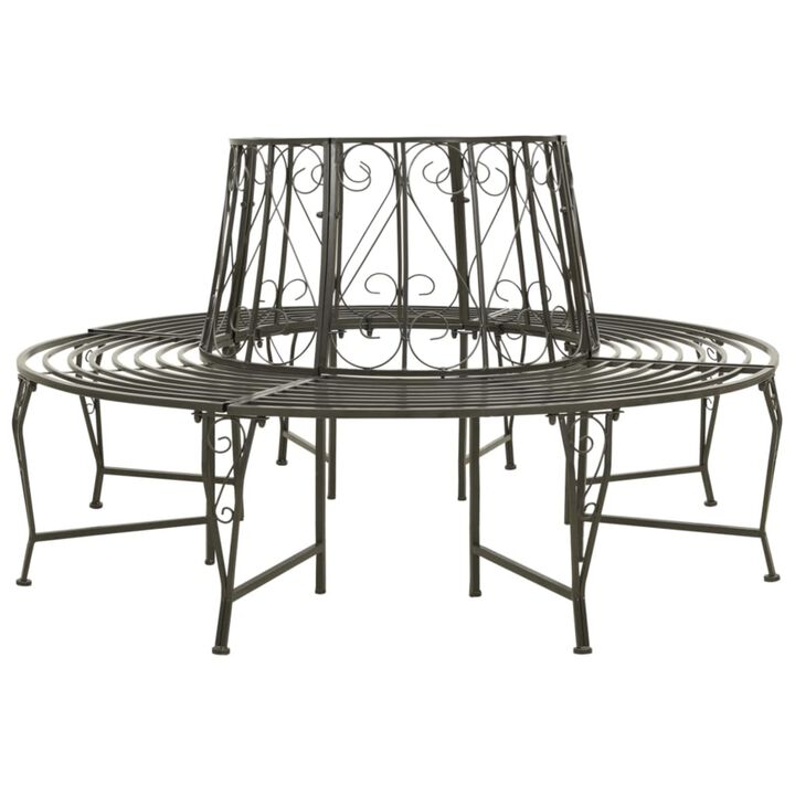vidaXL Garden Tree Bench 63" Steel