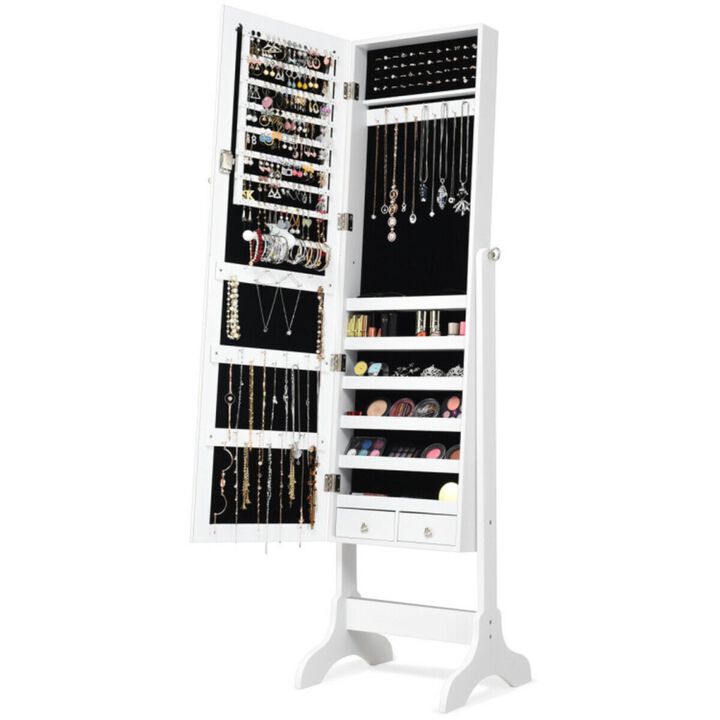 Hivvago Lockable Mirrored Jewelry Cabinet Armoire Storage Organizer Box
