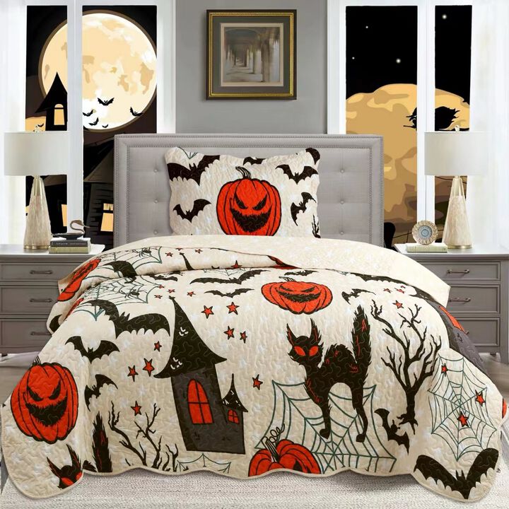 Marcielo Halloween Themed Quilt Bedspread Set Twin