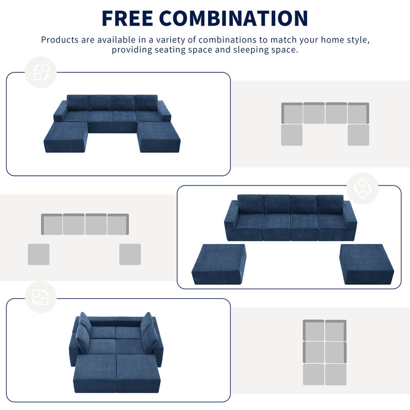 Merax Modular U Shaped Sectional Sofa Floor Couch Set