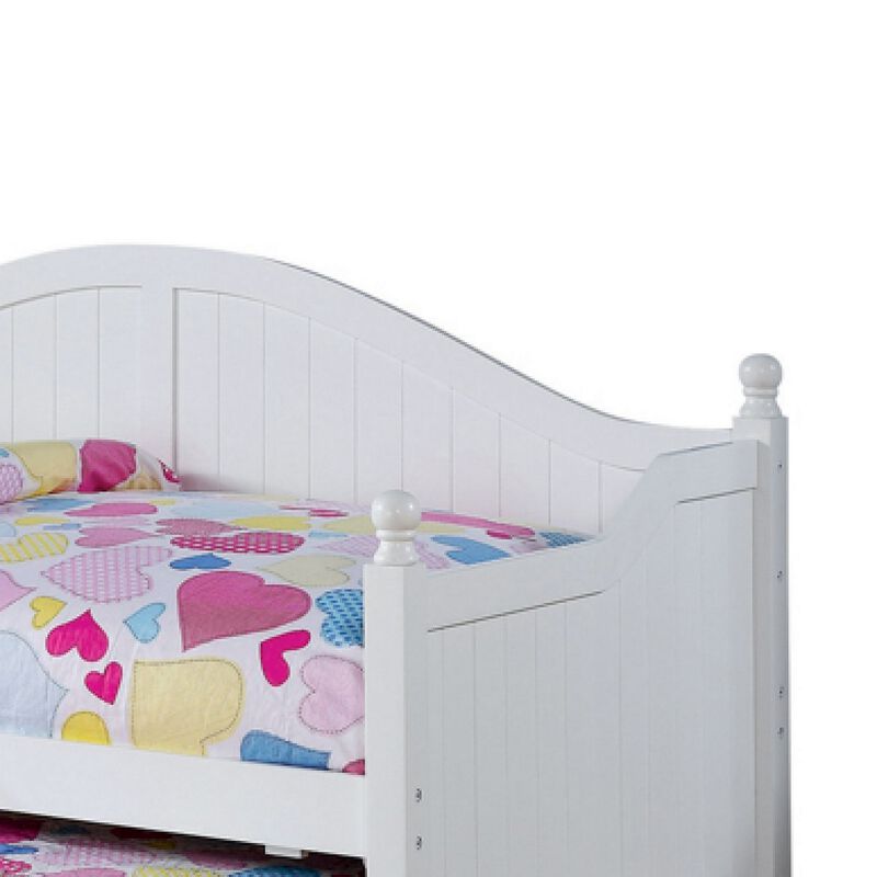 Contemporary Style Wooden Twin Daybed with Trundle, White-Benzara