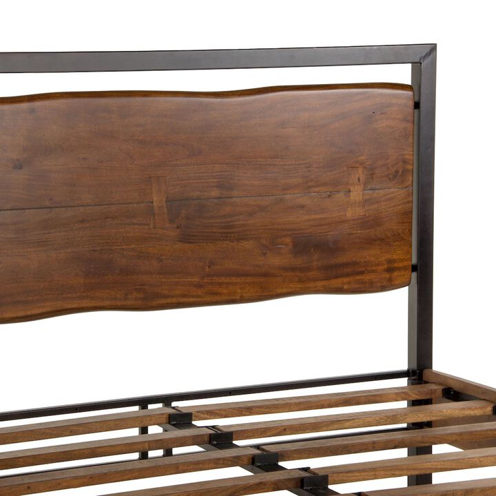 World Interiors Glenwood Acacia Wood King Bed in Walnut Finish