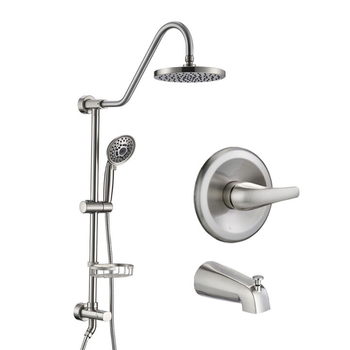 8" Rain Shower Head with Handheld System and Tub Spout