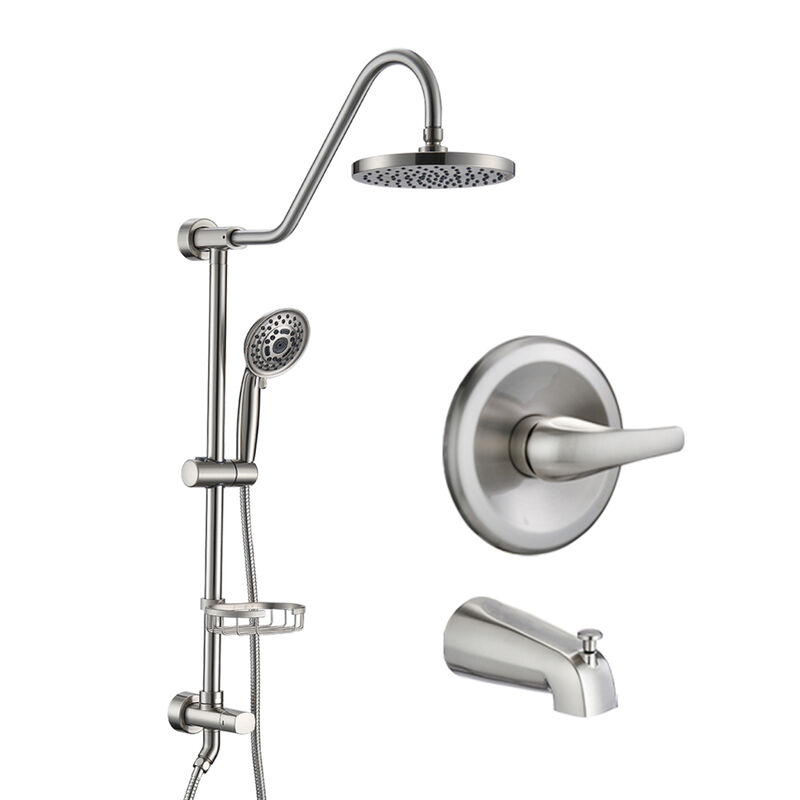 8" Rain Shower Head with Handheld System and Tub Spout