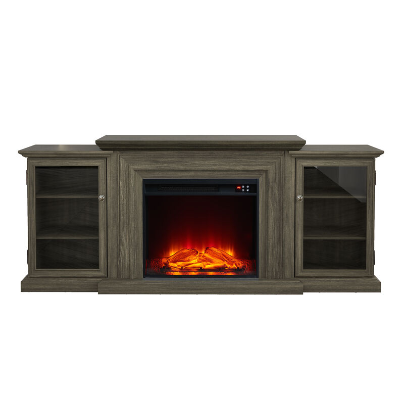 Farmhouse TV Stand with Fireplace - 70" Width -Fits up to 70" TV