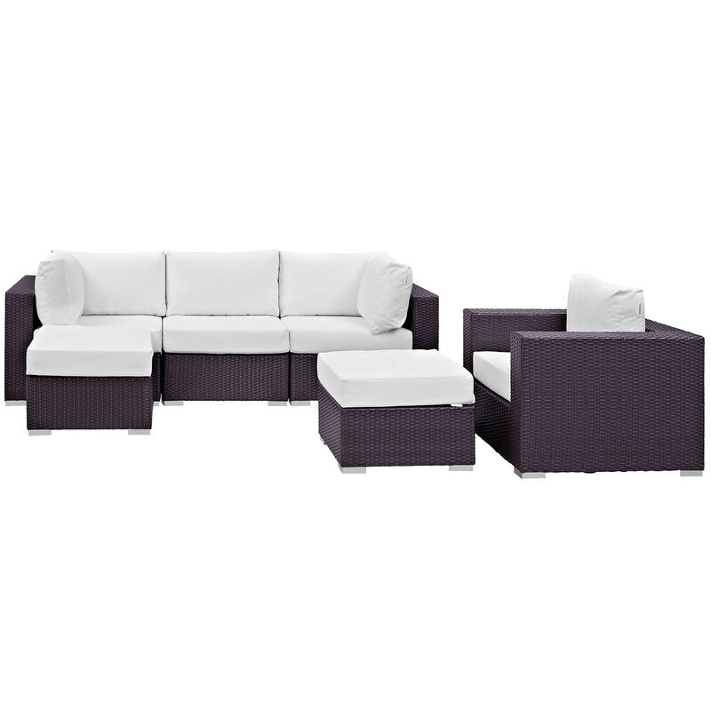 Convene 6 Piece Outdoor Patio Sectional Set - Espresso White