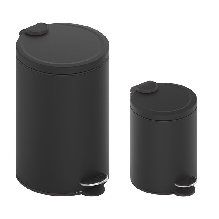 3.2 Gallon and 0.8 Gallon Stylish Step-On Wastebaskets