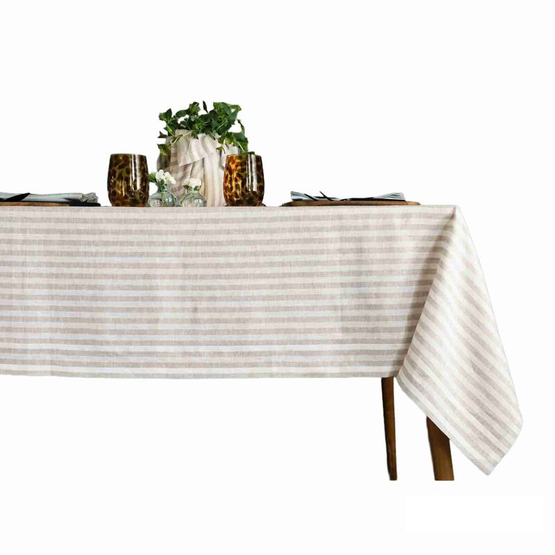 Solino Home 100% Pure Linen Tablecloth | Amalfi Stripe