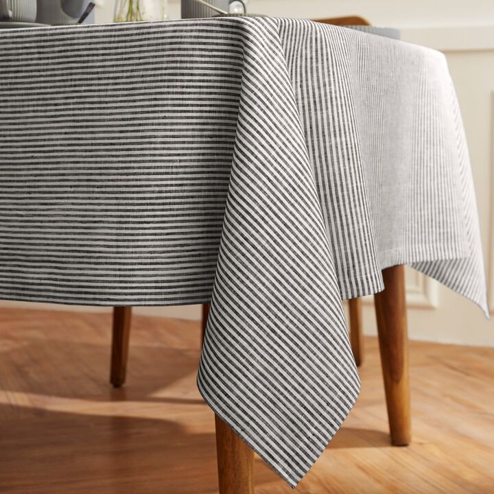 Solino Home 100% Pure Linen Tablecloth | Narrow Stripe