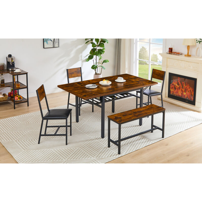 Rustic Folding Dining Table - 63.2" L X 35.5" W X 30.5"