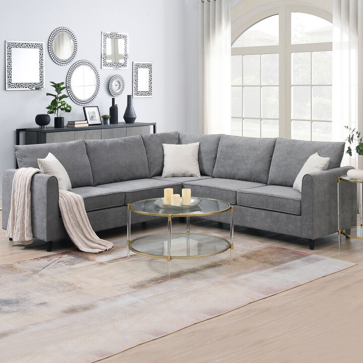 Merax Modern Upholstered Living Room Sectional Sofa