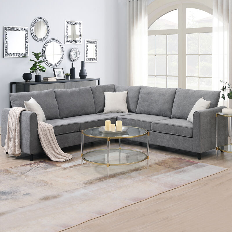 Merax Modern Upholstered Living Room Sectional Sofa