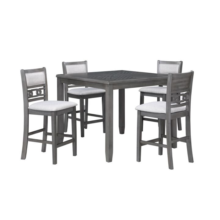 New Classic Furniture Furniture Gia 5-Piece Transitional Wood Counter Set in Gray