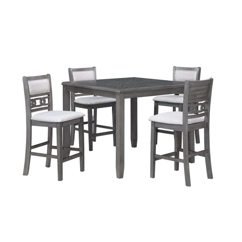 New Classic Furniture Furniture Gia 5-Piece Transitional Wood Counter Set in Gray