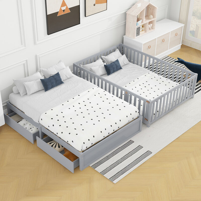 Merax Wood Daybed with Fence Guardrails