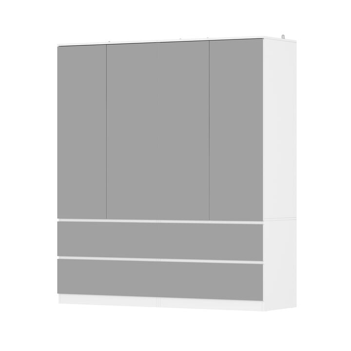 FUFU&GAGA Modern White Armoire with Full-Length Glass Mirrors – Elegant Wardrobe with Ample Storage and Robust Construction, (63" L x 19.7" W x 70.9" H),Silver