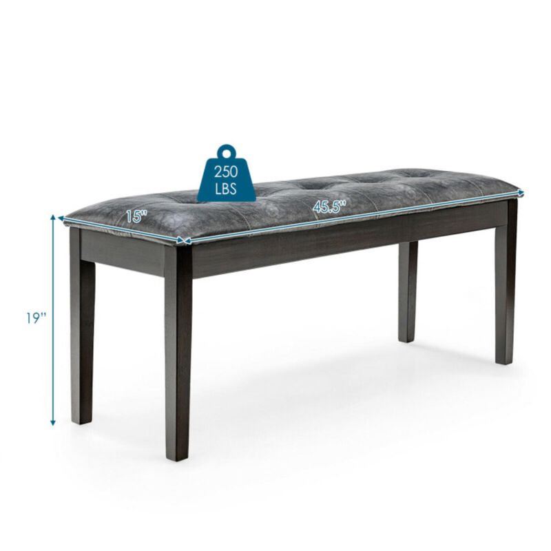 Hivvago Upholstered Dining Room PU Bench Solid Wood Button Tufted