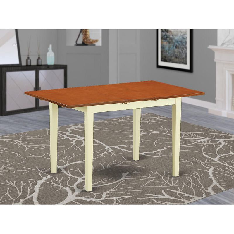 East West Furniture Norfolk  rectangular  table  with  12  Butterfly  Leaf    -Buttermilk  and  Cherry  Finish.