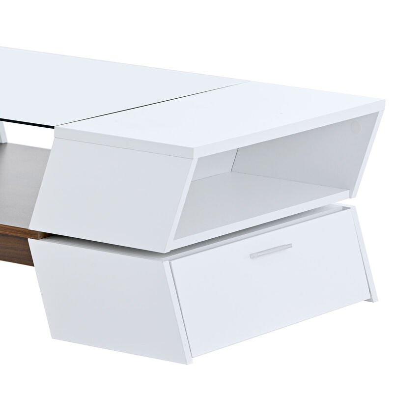 Coffee Table with Open Shelves and Cabinets Storage and Stylish Design for Living Room Organization
