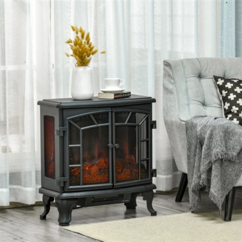 Modern Electric Fireplace Heater – Realistic LED Log Flames, Remote Control & Adjustable Temperature