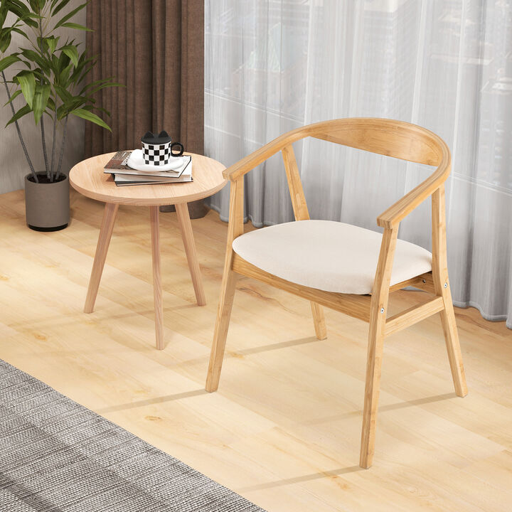 Bamboo Accent Chair with Armrest and Curved Backrest-Natural