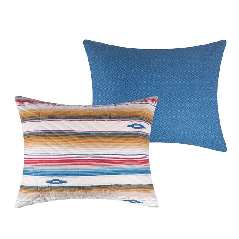 Rey 3pc Cal King Quilt and Pillow Sham Set, Ivory Multicolor Chevron Design